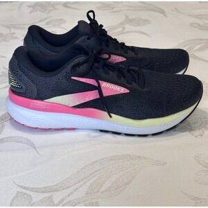 Brooks Size-11 B Medium Womens Ghost 16 Running Black/Pink/Yellow-No Insole